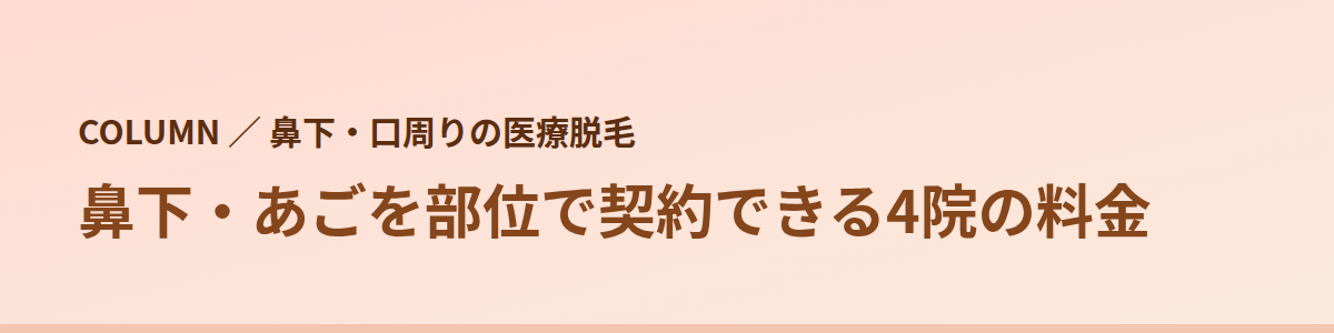 鼻下・あごを部位で契約できる4院の料金