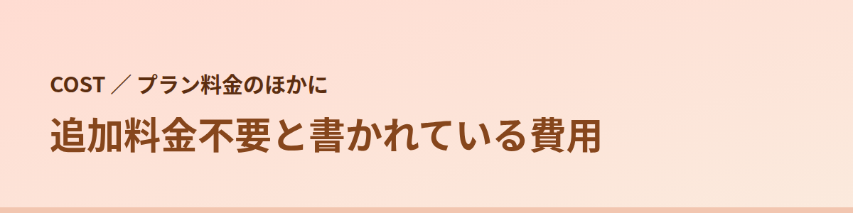 追加料金不要と書かれている費用