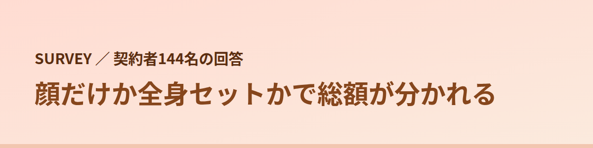 顔だけか、全身セットか｜144名が実際に払った総額