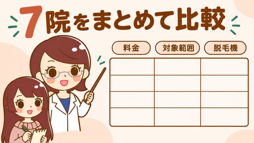 郡山で顔脱毛ができる7院を、料金・対象範囲・脱毛機で比較